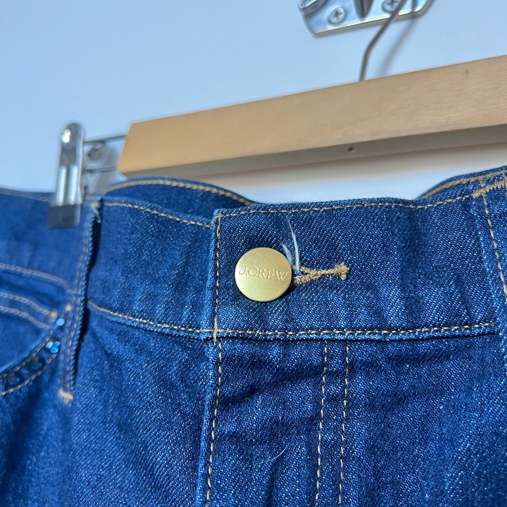 J.Crew ‘96 Embellished Denim Trouser Wide Leg Jeans 31P High Rise Dark Wash - Picture 16 of 16